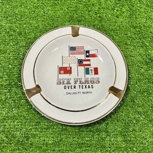 vintage 6 flags over texas souvenir Collectible Ashtray DFW Amusement Park‎